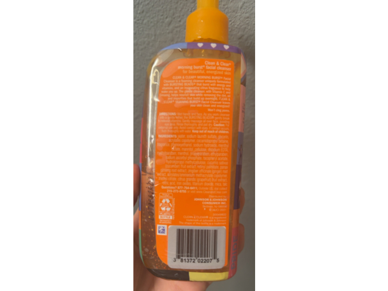 Clean & Clear Morning Burst Facial Cleanser, Vitamin C & Ginseng, 8 fl oz/240 mL