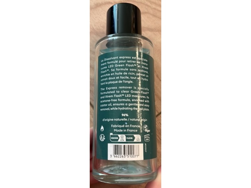 Manucurist Paris Dissolvant Green Flash Nail Polish Remover, 3.3 fl oz/100 mL