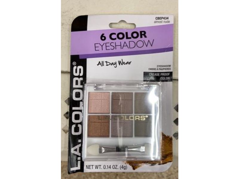 L.A. Colors 6 Color Eyeshadow, Almost Nude, 0.14 oz/4 g