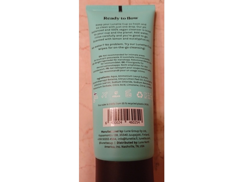 Lunette Feelbetter Menstrual Cup Cleanser, 3.4 fl oz/100 mL