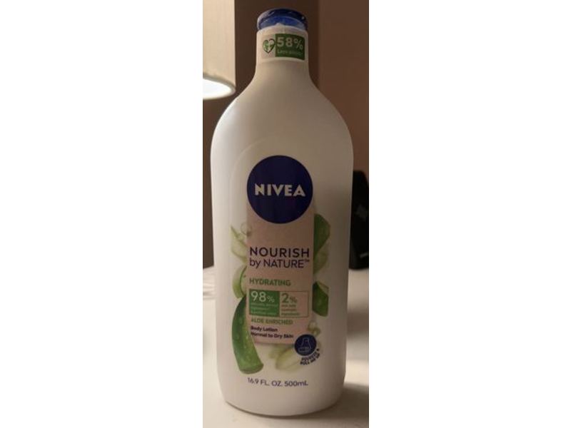 Nivea Nourish By Nature Hydrating Body Lotion, Aloe Enriched, 16.9 fl oz/500 mL