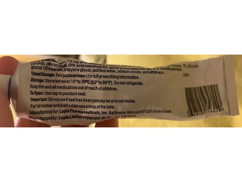 Clobetasol Propionate Cream USP 0.05%, 30 g, Lupin Pharmaceuticals (RX)