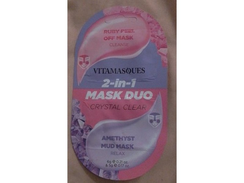 Vitamasques Crystal Clear 2-In-1 Mask Duo, Amethyst Mud & Rudy Peel Off Mask