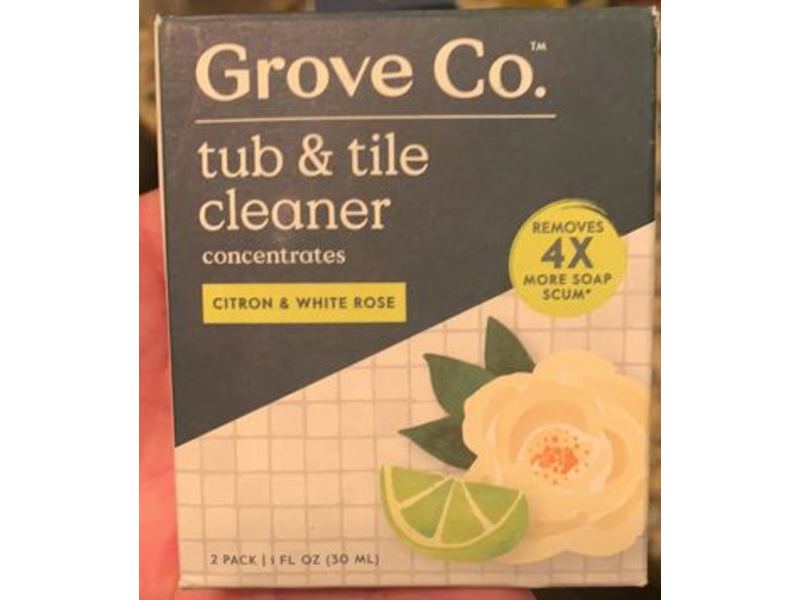 Grove Co. Tub & Tile Cleaner, Concentrates, Citron & White Rose, 1 fl oz/30 mL, 2 Count
