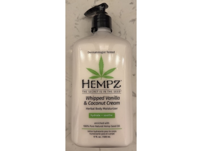 Hempz Herbal Body Moisturizer Lotion, Whipped Vanilla & Coconut Cream, 17 fl oz/500 mL