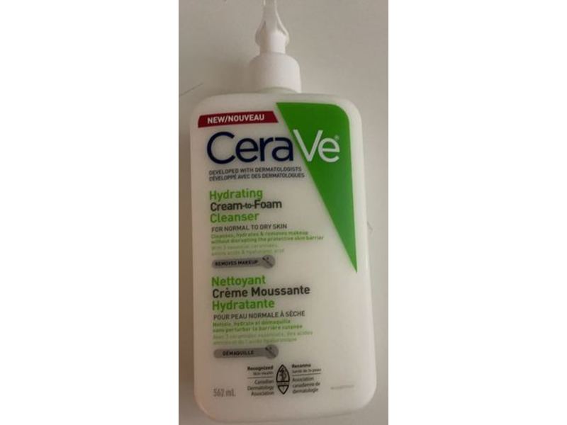 CeraVe Hydrating Cream-To-Foam Cleanser, Normal to Dry Skin, 562 mL