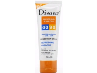 Disaar Refreshing Sunblock Sunscreen Cream, SPF 60/90++, 80 mL