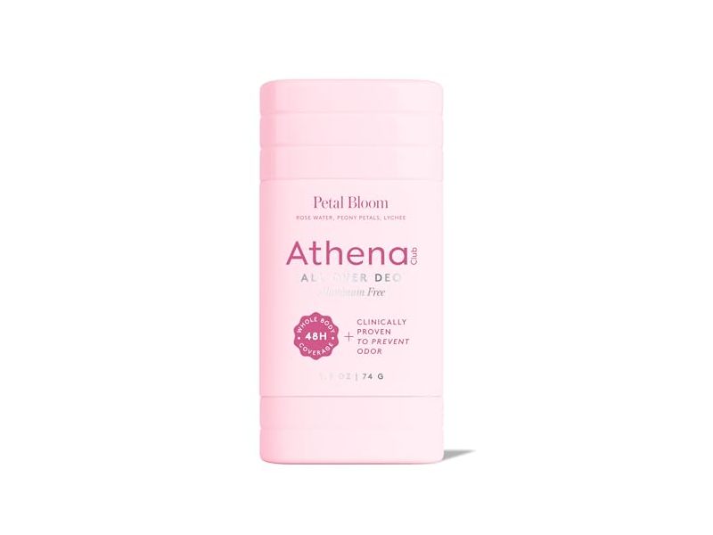 Athena Club All Over Deo Natural Deodorant Stick, Petal Bloom, 2.6 oz/74 g