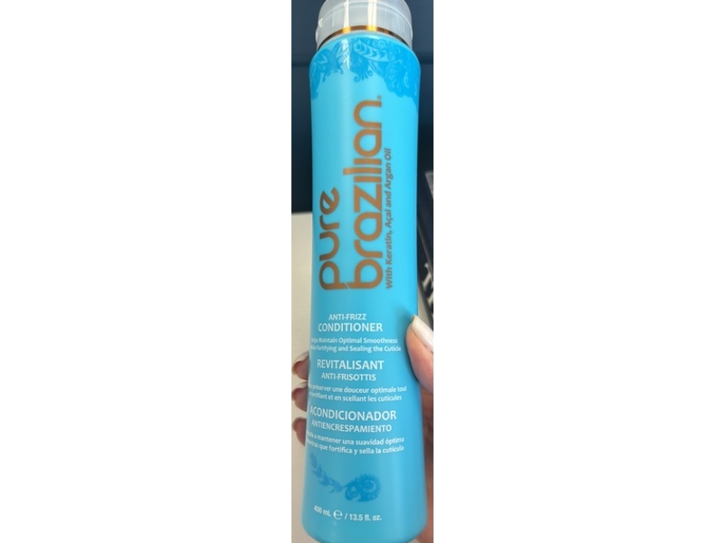 Pure Brazilian Anti-Frizz Conditioner, Keratin, Acai and Argan Oil, 13.5 fl oz/400 mL