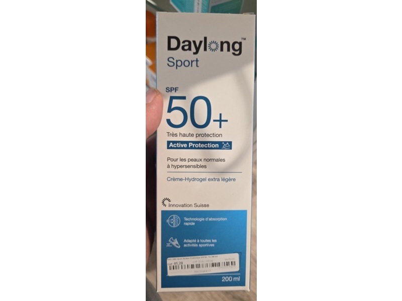 Daylong Sport Active protection Extra Light Hydrogel Sunscreen Cream, SPF 50+, 200 mL