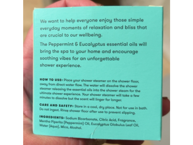 Anihana Shower Steamer, Mint Refresher, 1.76 oz/50 g