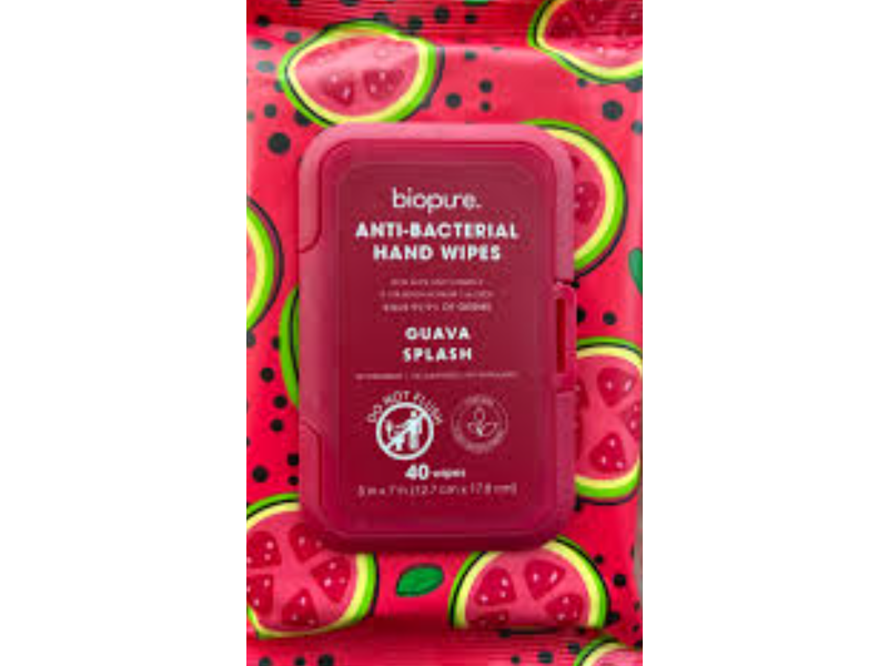 Biopure Anti-Bacterial Hand Wipes, Guava Splash, 40 Count