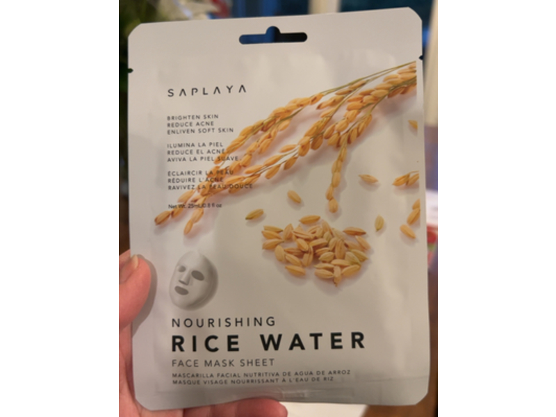 Saplaya Nourishing Face Sheet Mask, Rice Water, 0.8 fl oz/25 mL