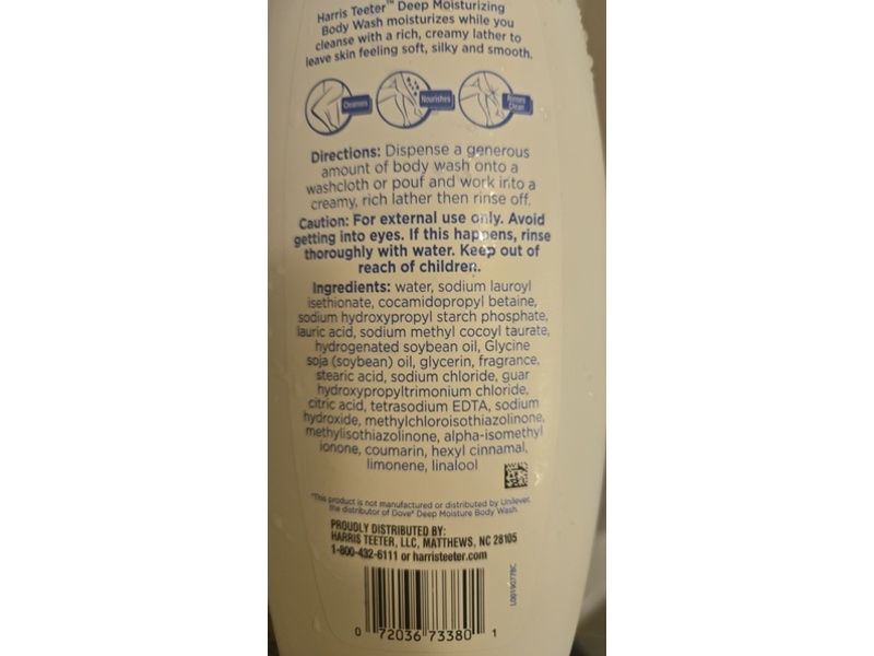 Harris Teeter Deep Moisturizing Body Wash, 22 fl oz/650 mL