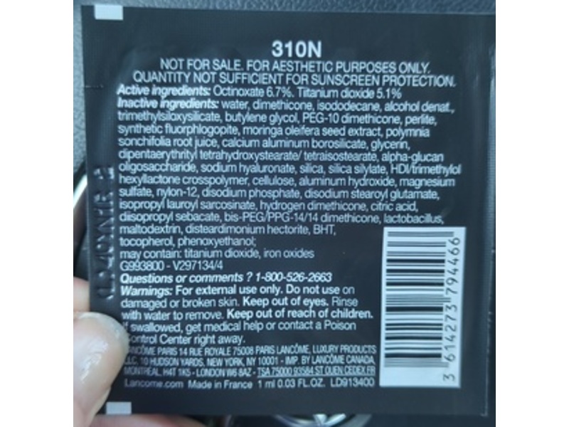 Lancome Teint Idole Ultra Wear Foundation, 310N, 0.03 fl oz/1 mL