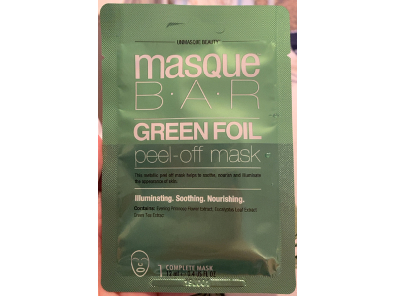 masque B.A.R Green Foil Facial Peel Off Mask, 0.4 fl oz/12 mL, Pack Of 6