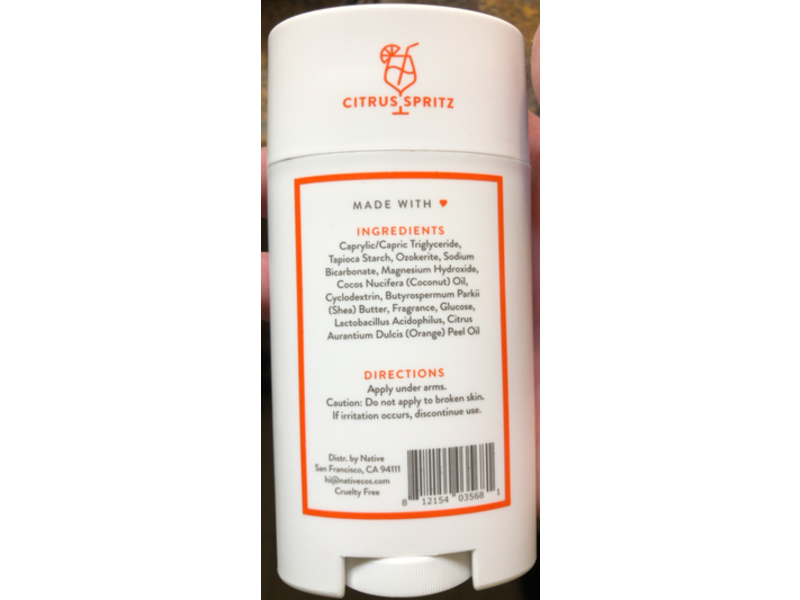 Native Deodorant, Citrus Spritz, 2.65 oz/75 g