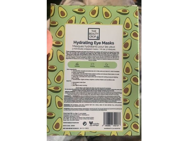The Beauty Crop Hydrating Eye Mask, Avocado, 3 Count