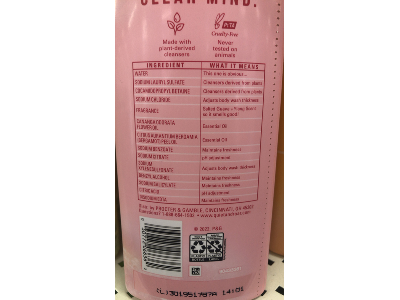 Quiet & Roar Body Wash, Awaken Salted Guava + Ylang, 20.2 fl oz/600 mL