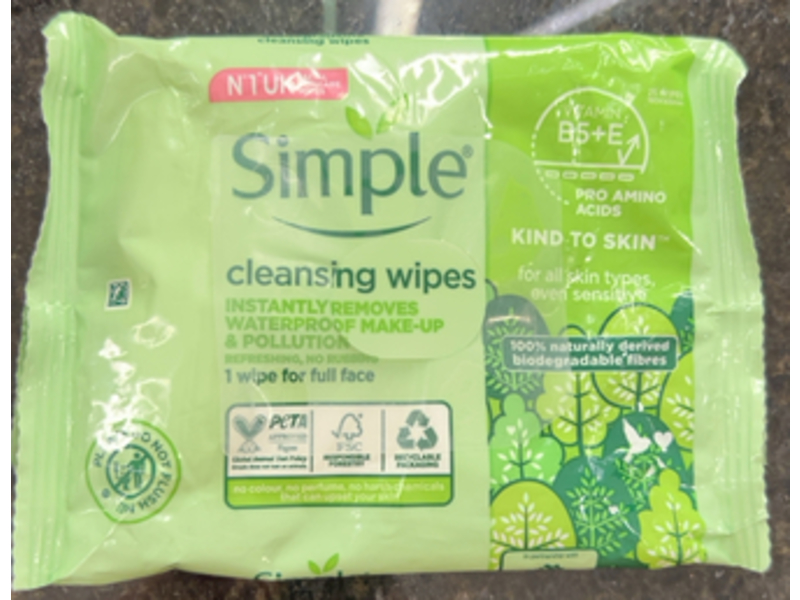 Simple Kind To Skin Cleansing Face Wipes, 25 Count