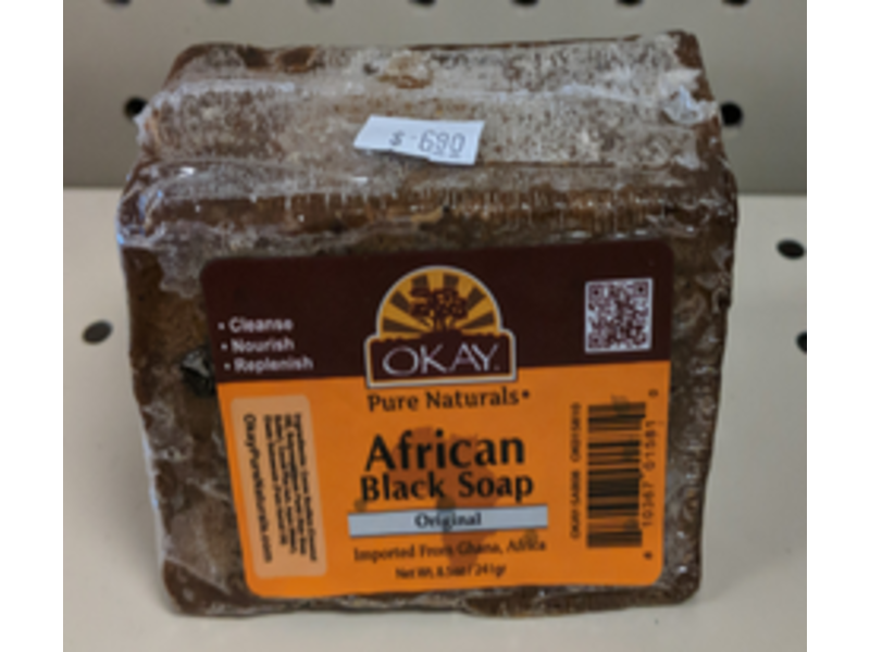 Okay Pure Naturals African Black Soap, Original, 8 oz/241 g
