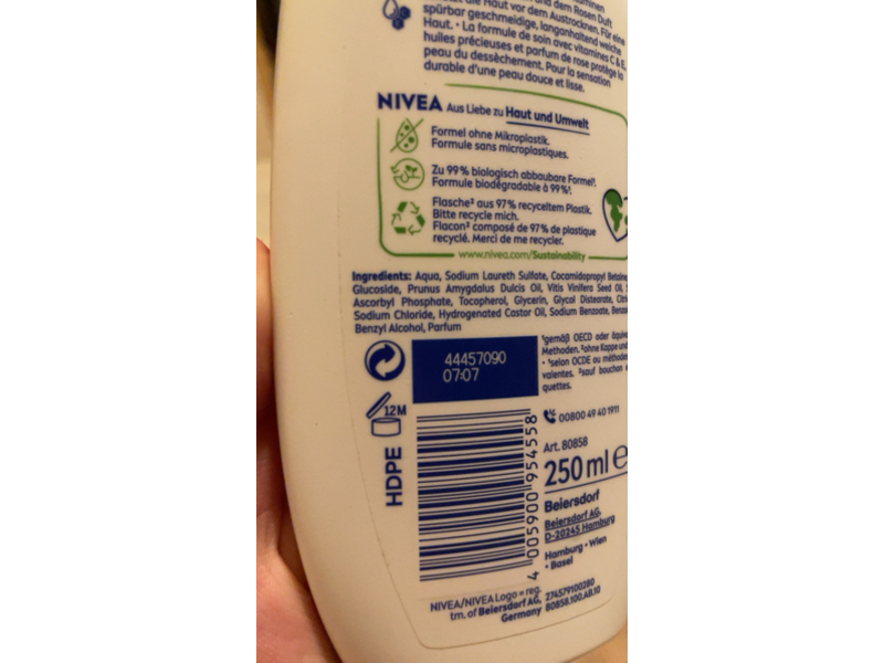 Nivea Care Shower, Rose & Almond Oil, 250 mL