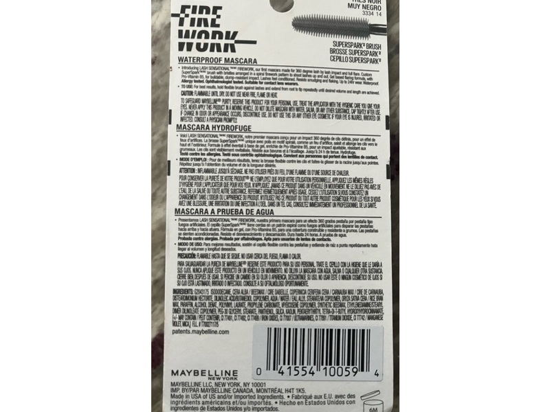 Maybelline New York Lash Sensational Fire Work Mascara, 871 Very Black, 0.33 fl oz