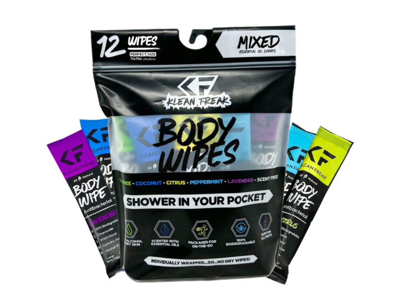 Klean Freak Shower In Your Pocket Body Wipes, Mixed, 12 Count