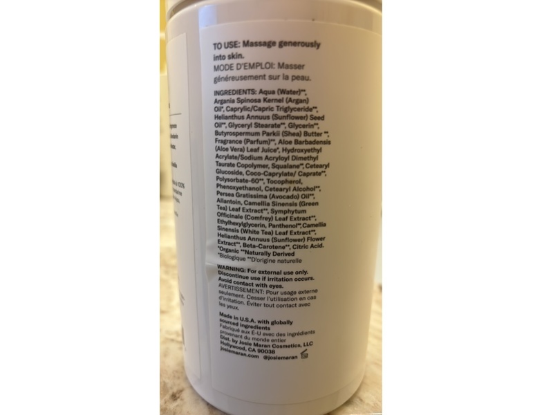 Josie Maran Whipped Argan Oil Body Butter, Peaches & Pears, 32 fl oz/950 mL