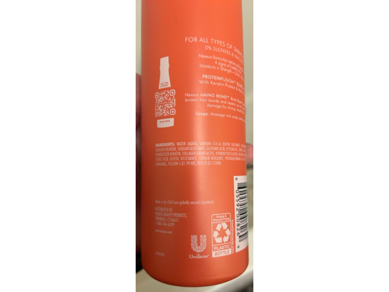 Nexxus Amino Bond Repair System Shampoo, Keratin Protein & Amino Acids, 16.5 fl oz/488 mL