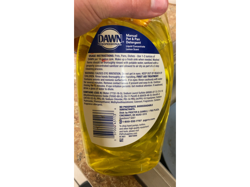 Dawn Manual Pot & Pan Detergent, Lemon Scent, 38 fl oz/1.12 L, Pack Of 8