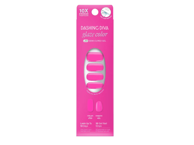 Dashing Diva Glaze Color LED Semi-Cured Gel, Magenta Madness, 32 Count
