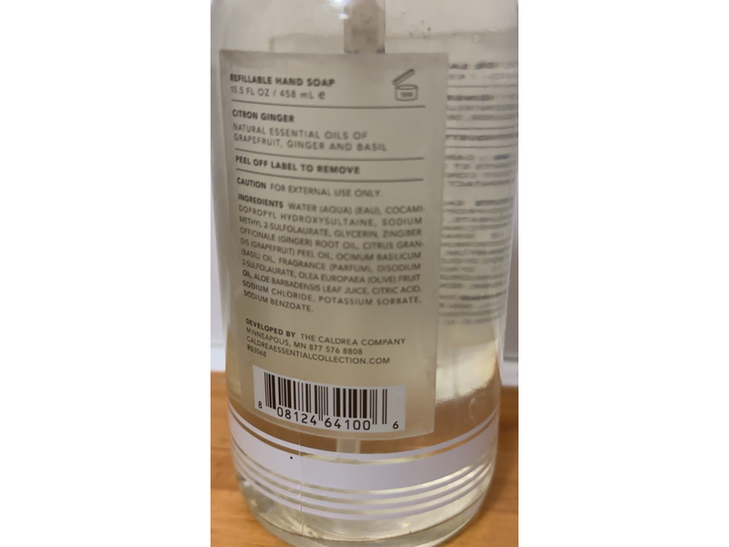 Caldrea Hand Soap, Citron Ginger, 15.5 fl oz/458 mL