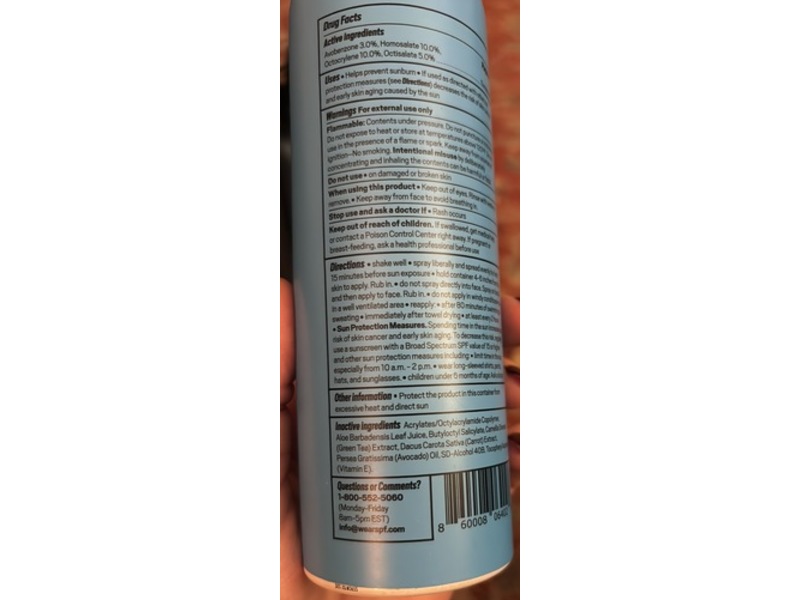 Wear SPF Performance Sunscreen Spray, SPF 50, 8 fl oz/177.4 mL