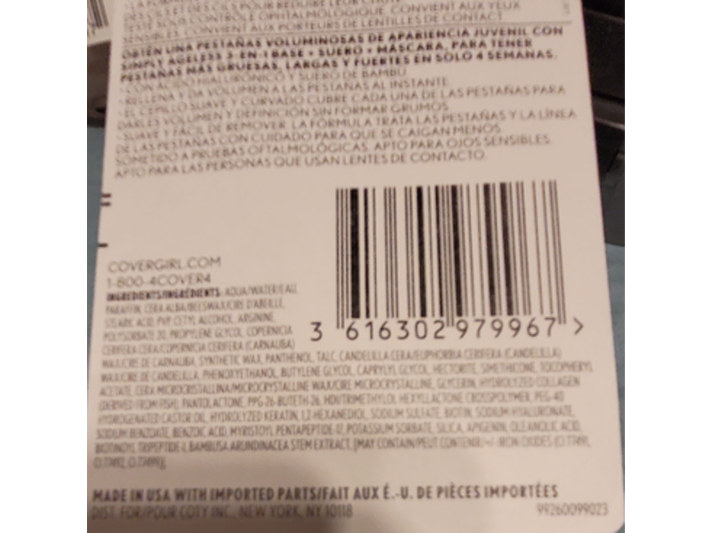 Covergirl Simply Ageless Lash Plumping Mascara, Black, 0.4 fl oz/12 mL