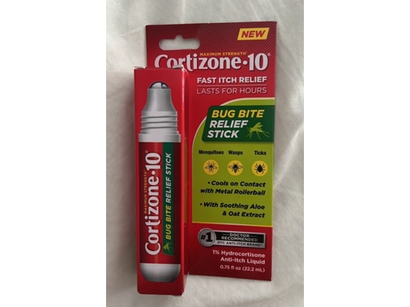 Cortizone-10 Bug Bite Relief Stick Roll-On, 0.75 fl oz/22.2 mL, Pack Of 4