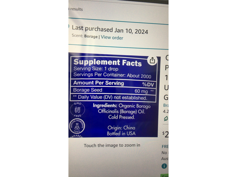 Zongle Organic Borage Oil, 4 fl oz (118 mL)