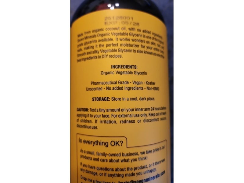 Seven Minerals Organic Vegetable Glycerin, Organic Coconut Oil, 32 fl oz/950 mL