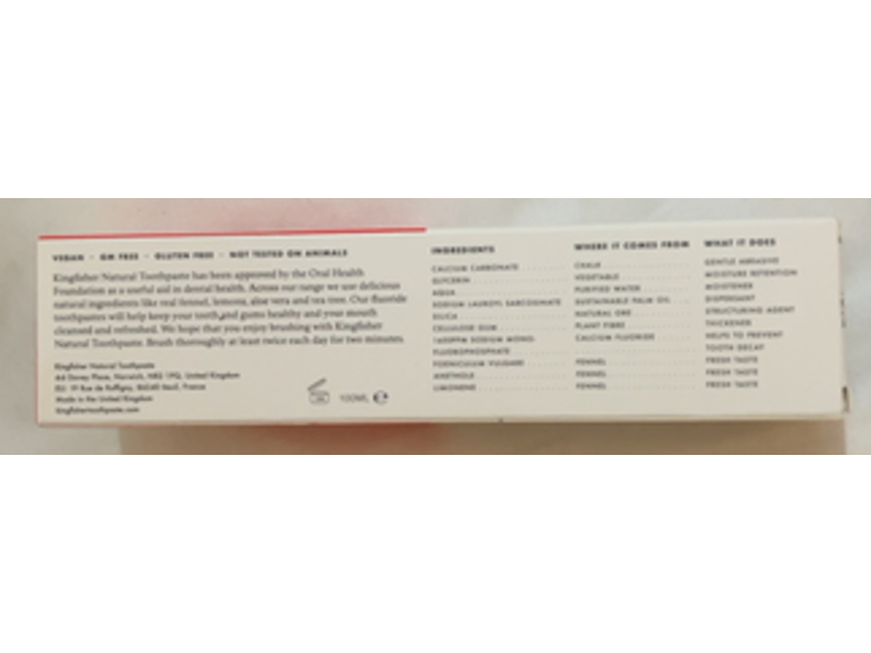 Kingfisher Natural Toothpaste, Fennel Fluoride, 100 mL, Pack Of 3