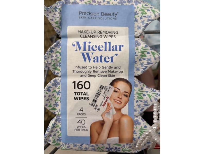 Precision Beauty Micellar Water Cleansing Wipes, 160 Count, Pack Of 4