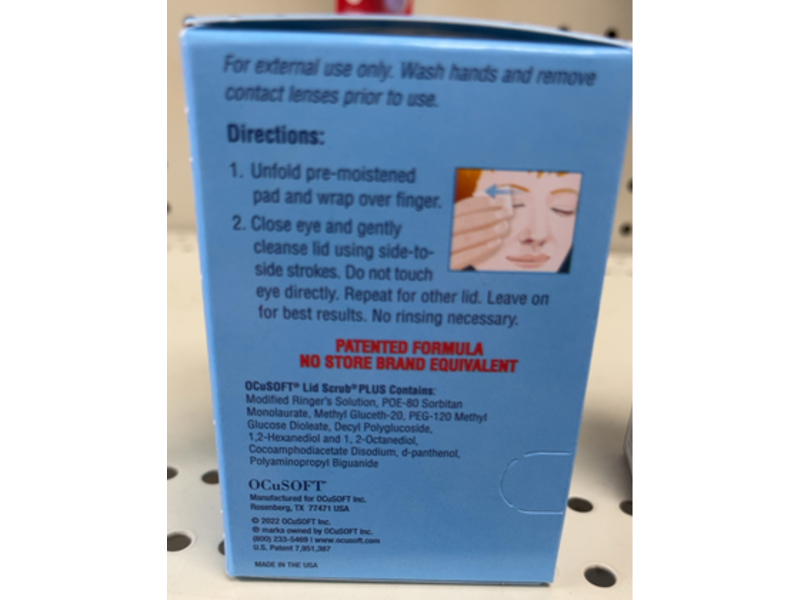 Ocusoft Lid Scrub PLUS Eyelid Cleanser Pre-Moistened Pads, 30 Count