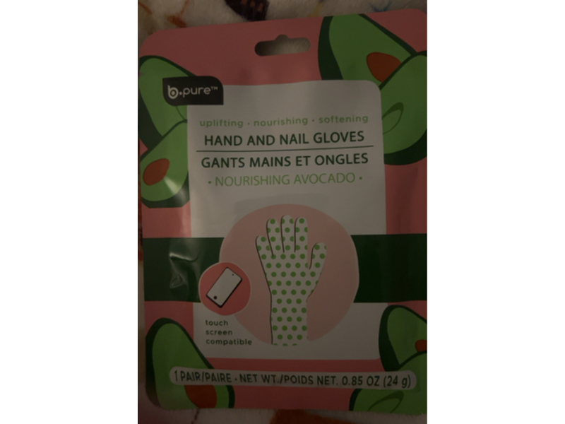 B.Pure Nourishing Hand & Nail Gloves, Avocado, 0.85 oz/24 g, 1 Pair