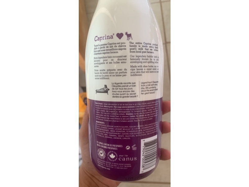 Caprina Legendary Bubble Bath, Shea Butter, 27.1 fl oz/800 mL