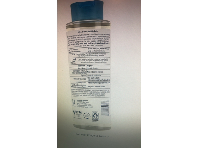 Baby Dove Sensitive Skin Care Ultra-Gentle Bubble Bath, Rich Moisture,16 fl oz/475 mL