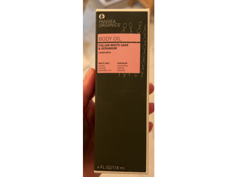 Pangea Organics Body Oil, Italian White Sage & Geranium, 4 fl oz/118 mL