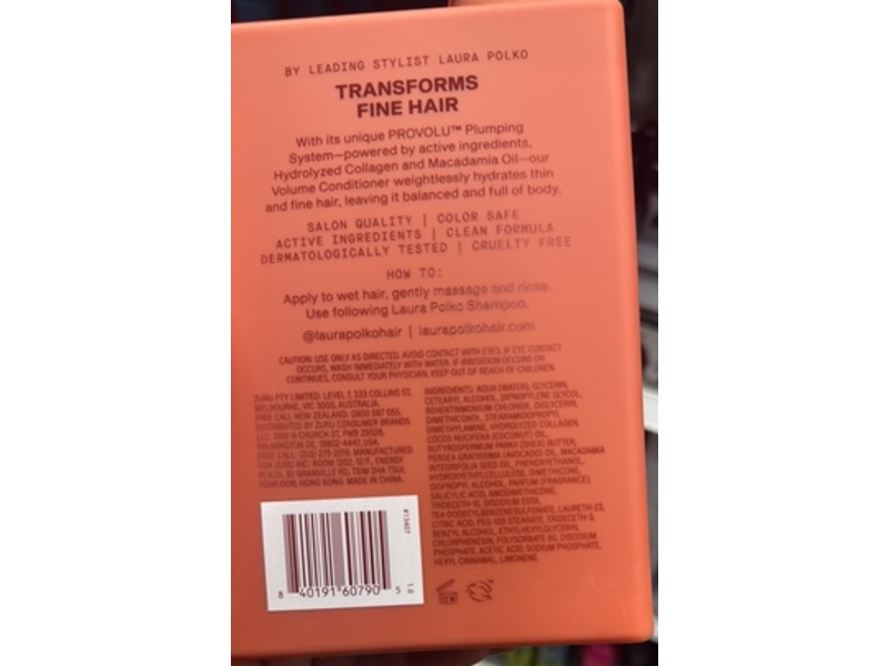 Laura Polko Volume Conditioner, Hydrolyzed Collagen + Macadamia Oil, 13.5 fl oz/400 mL