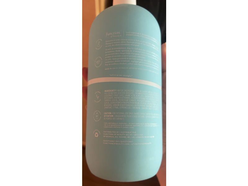 Function Of Beauty Straight Hair Shampoo, Coconut Water, 22 fl oz/650 mL
