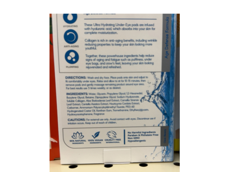 Skin Aesthetics Ultra Hydrating Under-Eye Pads, Hyaluronic & Collagen, 0.88 oz/25 g, 5 Pairs