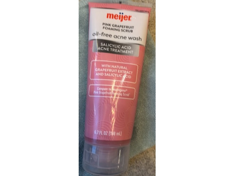 Meijer Oil Fee Acne Wash Foaming Scrub, Pink Grapefruit, 6.7 fl oz/198 mL