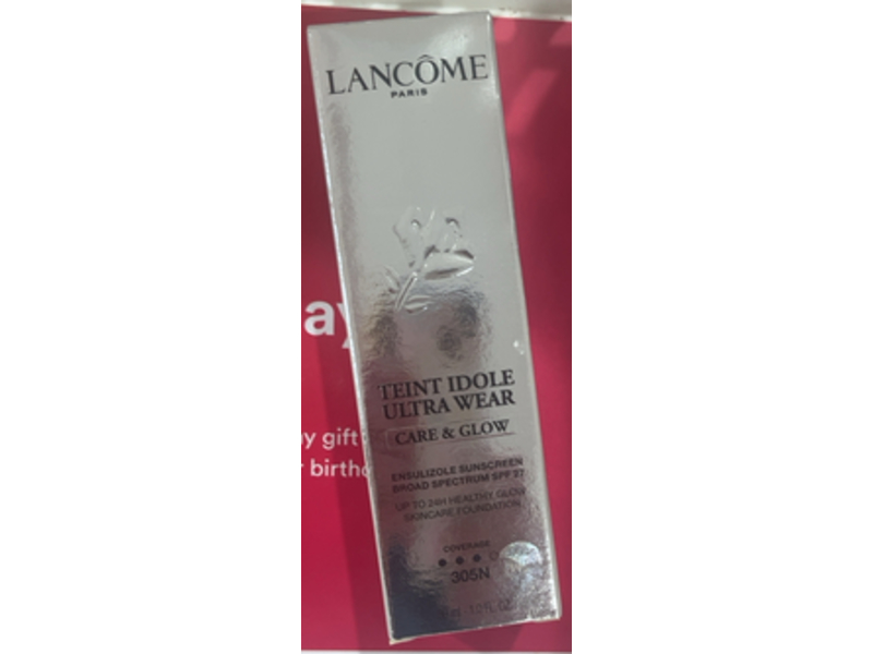 Lancome Teint Idole Ultra Wear Care & Glow Skincare Foundation, SPF 27, 305N, 1 fl oz/30 mL